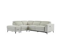 Canapé d'angle gauche relax électrique en tissu beige MAKORO