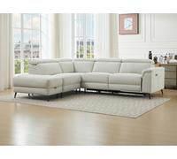 Canapé d'angle gauche relax électrique en tissu beige MAKORO