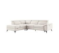 Canapé d'angle gauche relax électrique en tissu chiné beige CADILO