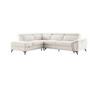 Canapé d'angle gauche relax électrique en tissu chiné beige CADILO
