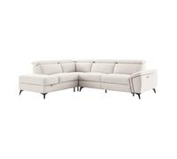 Canapé d'angle gauche relax électrique en tissu chiné beige CADILO