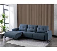 Canapé d'angle gauche relax électrique en tissu chiné bleu NERUDA