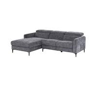 Canapé d'angle gauche relax électrique en tissu gris anthracite FUSETA