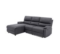 Canapé d'angle gauche relax électrique en tissu gris anthracite LUNANO