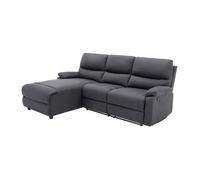 Canapé d'angle gauche relax électrique en tissu gris anthracite LUNANO