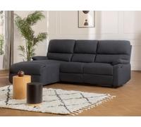 Canapé d'angle gauche relax électrique en tissu gris anthracite LUNANO