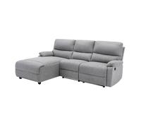 Canapé d'angle gauche relax électrique en tissu gris clair LUNANO