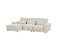 Canapé d'angle gauche relax électrique en tissu texturé beige DOREA de