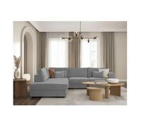 Canapé d'angle XXL BELAMI en tissu - Gris clair, Angle Gauche