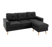 Canapé d'angle - HOMCOM - 3 places - chaise longue réversible gauche ou droite - pour salon, petit espace - 193x136x85cm - noir