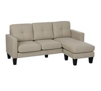 Canapé d'angle - HOMCOM - 3 Places - méridienne réversible - dossier capitonné - tissu aspect lin - 186 x 130 x 84 cm - beige