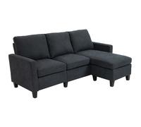 HomCom Canapé d'angle 3 places méridienne réversible polyester 197x139x91 cm gris foncé