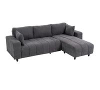 Canapé d'angle - HOMCOM - 3 places - modulable - méridienne réversible et 2 oreillers - tissu aspect lin - 242 x 156 x 87 cm - Gris