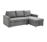 Canapé d'angle 3 places convertible réversible - coffre intégré - garnissage mousse haute densité - tissu gris