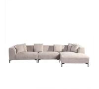 Home Deluxe Canapé d'angle Torino - Couleur : Beige, Finition : Droite - 344 x 74 x 178 cm I Canapé en Velours, canapé, Salon