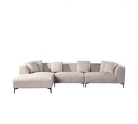 Home Deluxe Canapé d'angle Torino - Couleur : Beige, Finition : Gauche - 344 x 74 x 178 cm I Canapé en Velours, canapé, Salon