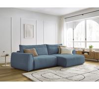 Canapé d'angle incurvé fixe ADEN bleu clair angle droit BOBOCHIC 3 places Angle droit Bleu clair