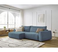 Canapé d'angle incurvé fixe ADEN bleu clair angle gauche BOBOCHIC 3 places Angle gauche Bleu clair