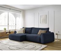 Canapé d'angle incurvé fixe ADEN bleu foncé angle gauche BOBOCHIC 3 places Angle gauche Bleu foncé
