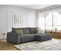 Canapé d'angle incurvé fixe ADEN gris foncé angle droit BOBOCHIC 3 places Angle droit Gris foncé