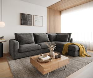 Canapé d'angle Isla 330x225 cm Chenille Anthracite méridiènne droite