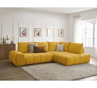 Canapé d'angle L convertible coffre EVEREST tissu texturé jaune angle droit BOBOCHIC 3 places Angle droit Jaune