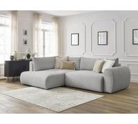 Canapé d'angle L convertible coffre LUCIEN gros côtelé doux gris clair angle gauche BOBOCHIC 3 places Angle gauche Gris clair