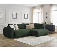 Canapé d'angle L convertible coffre LUCIEN gros côtelé doux vert angle droit BOBOCHIC 3 places Angle droit Vert