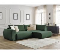 Canapé d'angle L convertible coffre LUCIEN tissu lisse vert angle droit BOBOCHIC 3 places Angle droit Vert