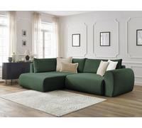 Canapé d'angle L convertible coffre LUCIEN tissu lisse vert angle gauche BOBOCHIC 3 places Angle gauche Vert