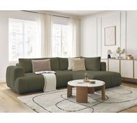 Canapé d'angle L convertible FUJI tissu bouclette vert angle droit BOBOCHIC 4 places Angle droit Vert