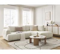 Canapé d'angle L convertible FUJI tissu lisse beige angle droit BOBOCHIC 4 places Angle droit Beige