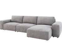 Canapé d'angle Lanzo L 360x160 cm Cord Gris Argenté Recamière variable