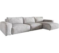 Canapé d'angle Lanzo XL 380x180 cm Cord Gris Argenté Recamière variable