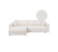 Canapé d'angle LEILA convertible et réversible 3 places en tissu bouclette - Blanc