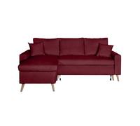 Canapé d'angle LOUNGITUDE MARIA SCANDINAVE VELOURS réversible et convertible - Bordeaux