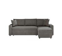 Canapé d'angle MARIA réversible et convertible avec coffre en velours - Gris foncé