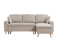 Canapé d'angle MARIA SCANDINAVE Réversible et convertible Avec Coffre en Tissu - Beige - L227 x 148 x 95cm - LOUNGITUDE