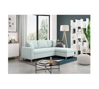 Canapé d'angle MARIA SCANDINAVE Réversible et convertible Avec Coffre en Tissu - Bleu clair - L227 x 148 x 95cm - LOUNGITUDE