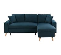 Canapé d'angle MARIA SCANDINAVE Réversible et convertible Avec Coffre en Tissu - Bleu - L227 x 148 x 95cm - LOUNGITUDE