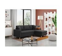 Canapé d'angle MARIA SCANDINAVE Réversible et convertible Avec Coffre en Tissu - Gris foncé - L227 x 148 x 95cm - LOUNGITUDE
