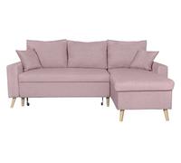 Canapé d'Angle MARIA SCANDINAVE Réversible et Convertible Avec Coffre en Tissu - Vieux rose