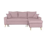 Canapé d'Angle MARIA SCANDINAVE Réversible et Convertible Avec Coffre en Tissu - Vieux rose