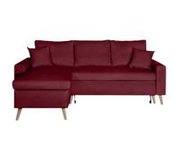 Canapé d'angle MARIA SCANDINAVE réversible et convertible avec coffre en velours - Bordeaux - L227 x 148 x 95cm - LOUNGITUDE