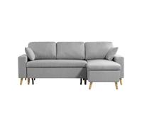 Canapé d'angle MARIA SCANDINAVE Réversible et convertible Avec Coffre en Tissu - Gris clair - L227 x 148 x 95cm - LOUNGITUDE