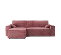 Canapé d'angle MARIUS convertible velours côtelé vieux rose