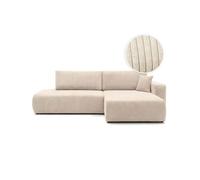 Canapé d'angle max réversible et convertible 5 places ALYA en velours côtelé - Beige