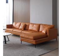 Canapé d'angle Minimaliste Moderne Italien en Cuir, Structure en Bois Massif, canapé spacieux et Moelleux, Grande Taille Moderne, Convient pour Le Salon/Bureau/Appartement.