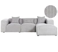 Canapé d'Angle Moderne avec Coussins Assise en Velours Côtelé Gris Clair Do
