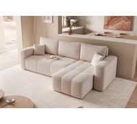 Canapé d'angle moderne avec fonction sommeil PEDRO avec surpiqûres en forme de L Salon Beige Canapé universel moderne Canapé-lit Manila 02